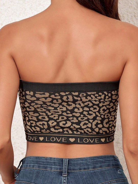 Top bandeau inconsutil con estampado de leopardo para mujeres