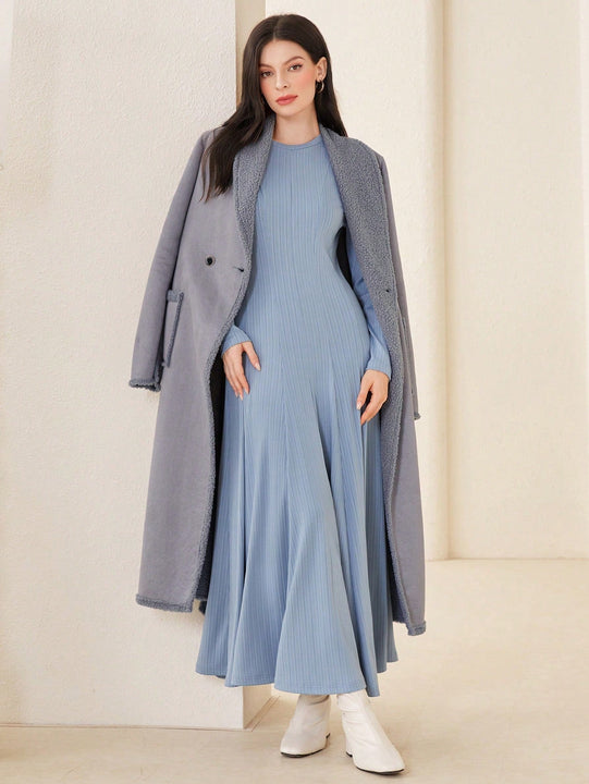 Mulvari Abrigo Con Cinturon De Collar De Chal Y Dos Bolsillos