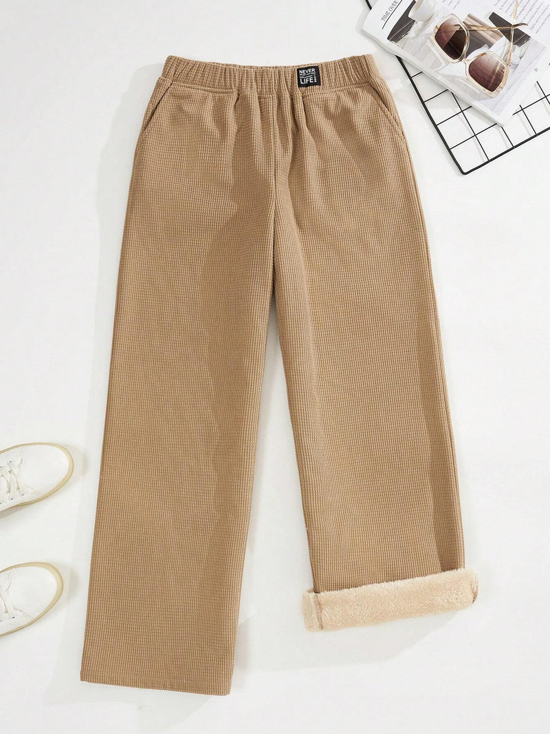 EZwear Pantalones de cintura elastica con bolsillo oblicuo termico