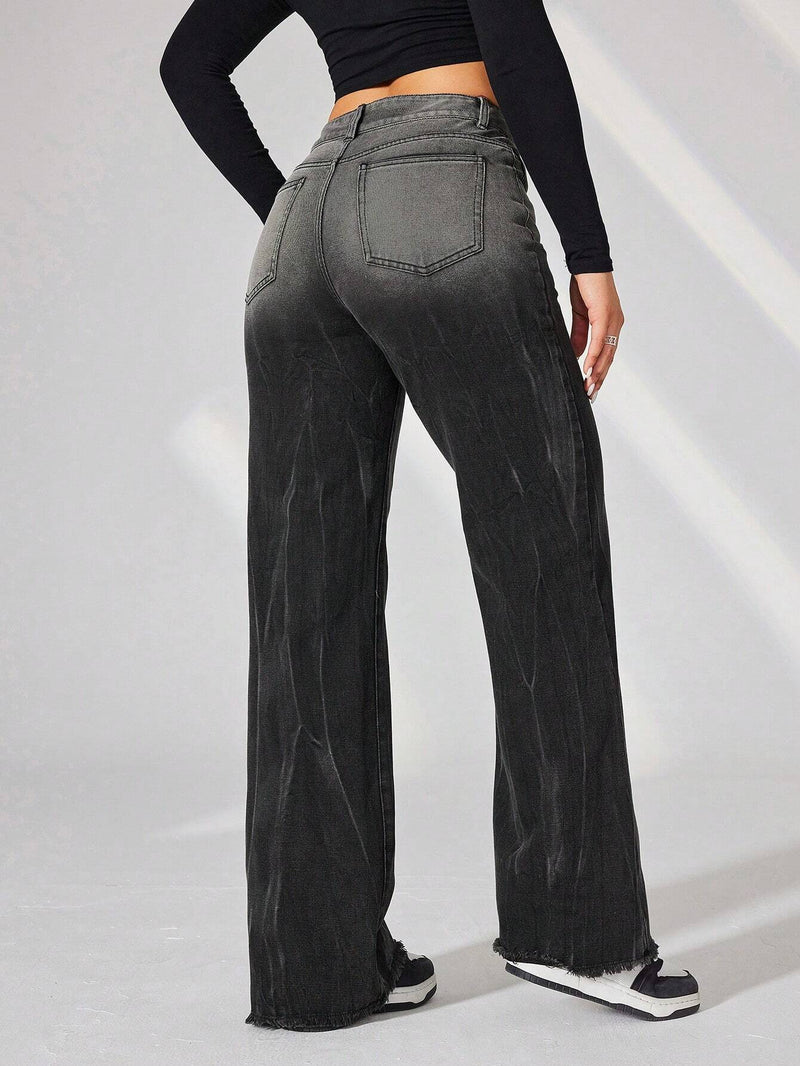 EZwear Jeans De Cintura Alta Con Pierna Ancha