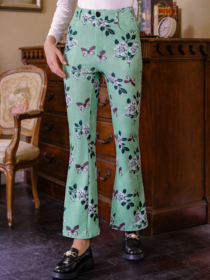 MOD Pantalones Largos Con Estampado De Flores Para Mujer