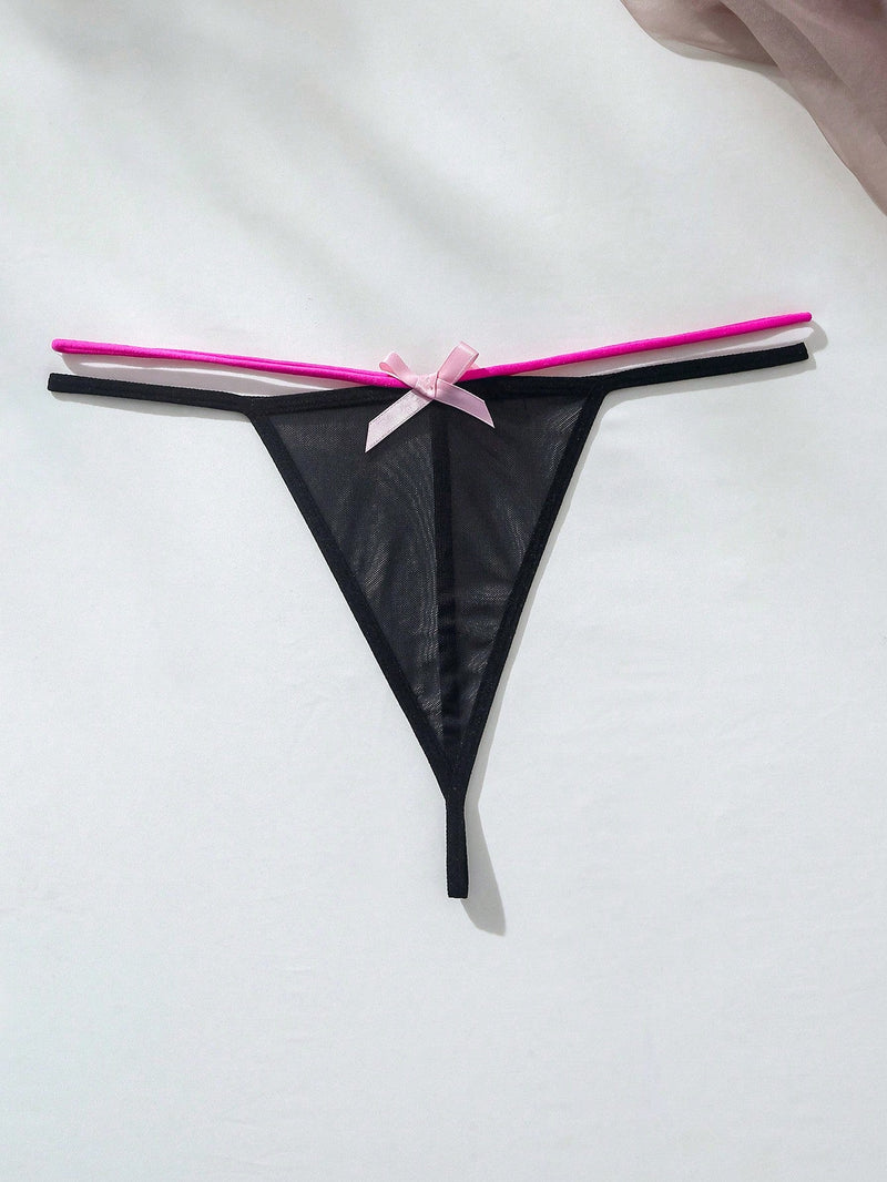 Tanga De Diseno De Lazo Para Mujer Con Bloque De Color