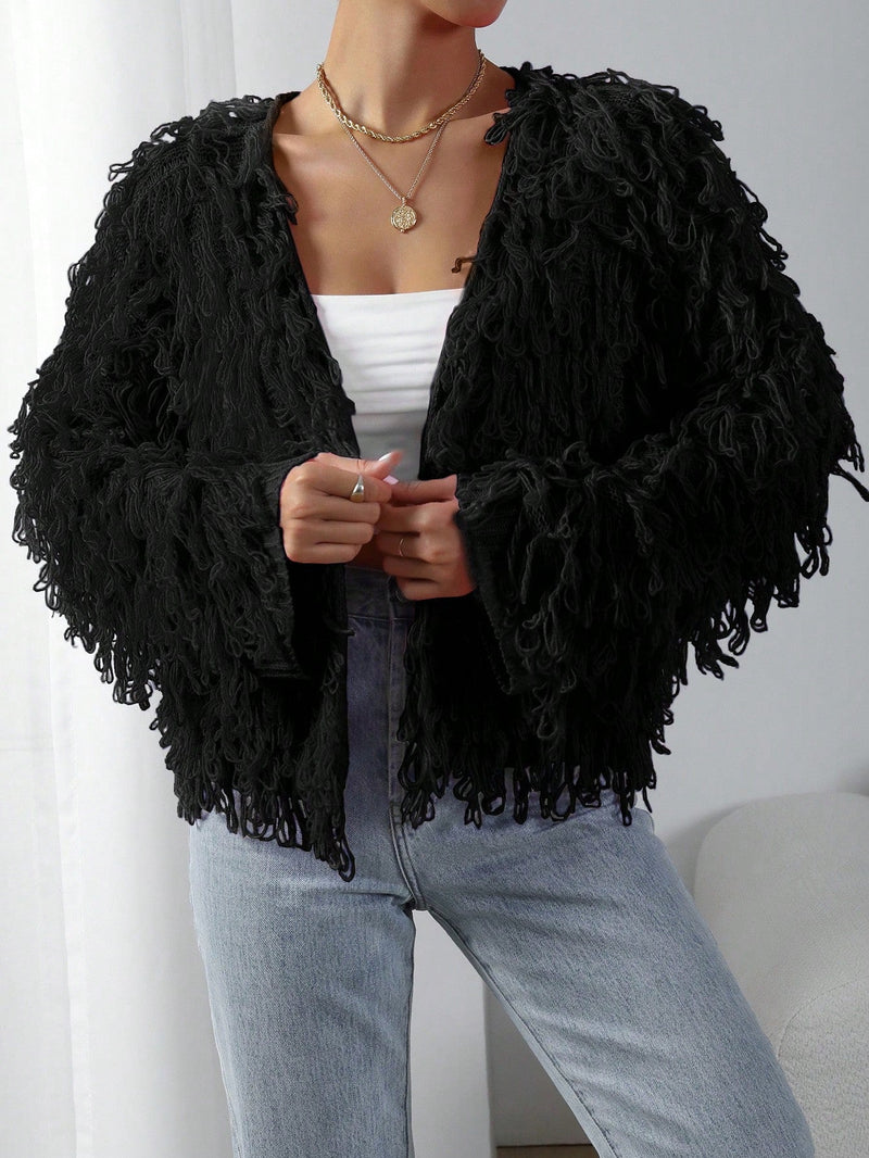 Allurite cardigan casual y elegante de punto con lazo para mujer