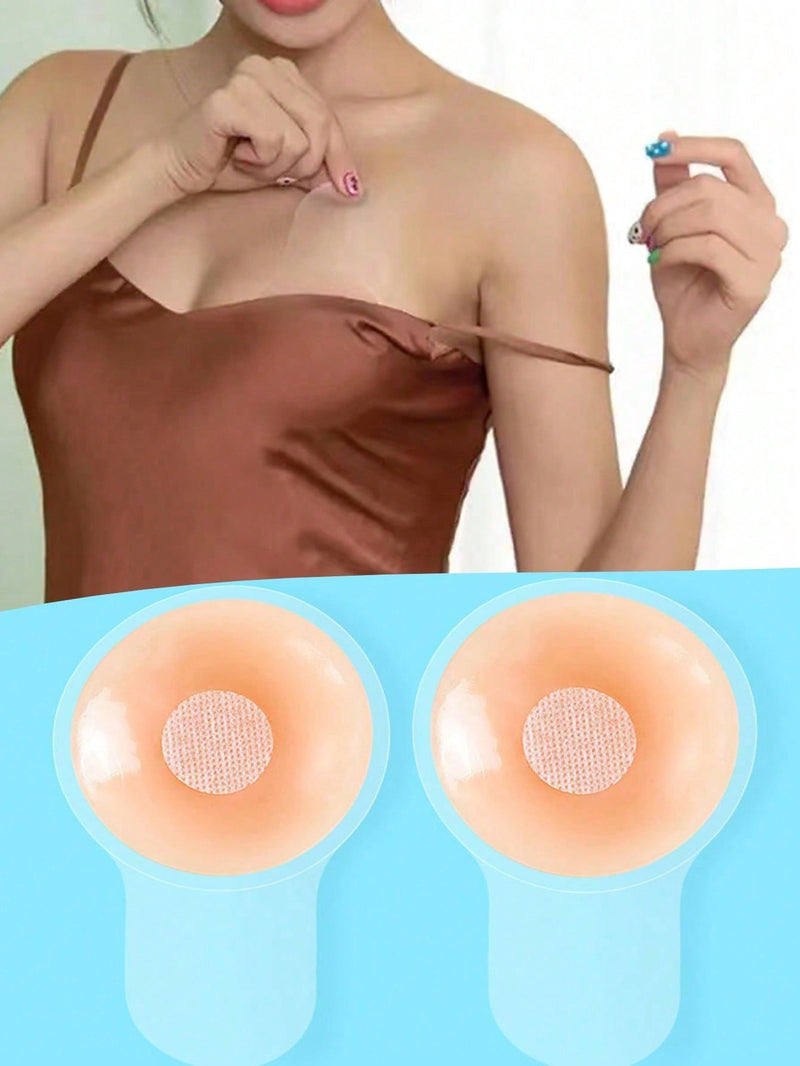 1 Par De Cubre Pezones Con Levantamiento De Seno De Silicona Y Brasier Sin Tirantes Y Sin Respaldo Adhesivo, Accesorio De Lenceria Para Mujeres, Reusable E Invisible Para Vestidos De Fiesta