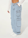 SXY Jeans cargo con bolsillo con solapa