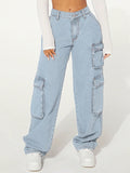 SXY Jeans cargo con bolsillo con solapa