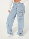 SXY Jeans cargo con bolsillo con solapa