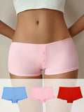 CoupledUp 3 Piezas Panties Tipo Short Solidos Con Botones En La Parte Delantera