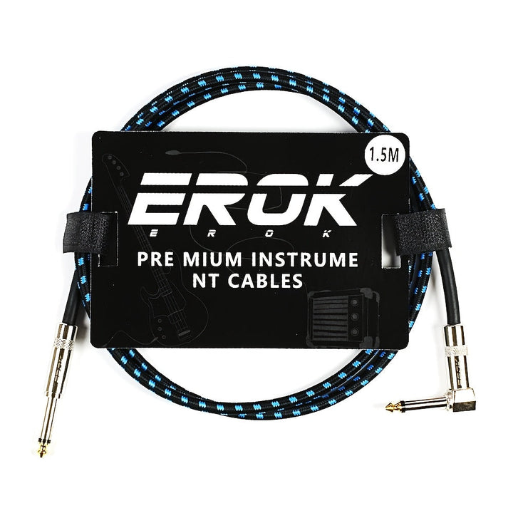 Cable de audio estéreo EROK de alta calidad, macho de 1/4" a 6.35 mm, ángulo recto a recto, interconexión balanceada para guitarra eléctrica, bajo, teclado, mezcladora, amplificador