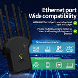 Amplificador de Señal WiFi Momoor, Potencia de Penetración Fuerte, Puede Conectar hasta 35 Dispositivos, 4 Antenas de Alta Ganancia, Cobertura de 9.14 metros, Puerto Ethernet, Configuración con Un Solo Clic, Adecuado para Hogar, Oficina, Café