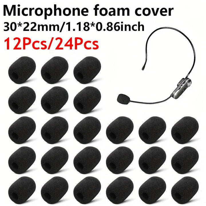 Cubiertas de espuma para micrófono de auriculares, pantalla de viento de espuma para micrófono de solapa, cubierta de espuma miniatura para micrófono de auriculares para reducción de ruido (12pcs/24pcs)