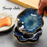 1 Pieza, Plato De Jabón Creativo, Bandeja De Jabón De Cerámica, Soporte En Forma De Flor, Estante Para Baño, Bandeja De Almacenamiento Multifuncional, Decoración Del Hogar, Accesorios De Baño