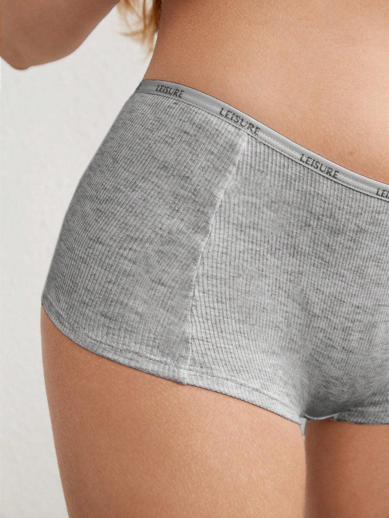 Leisure Bragas Tipo Boyshorts Con Banda Con Estampado De Letras Para Mujer