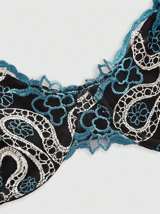 ROMWE Goth Conjunto De Lenceria De Mujer Con Patchwork De Encaje