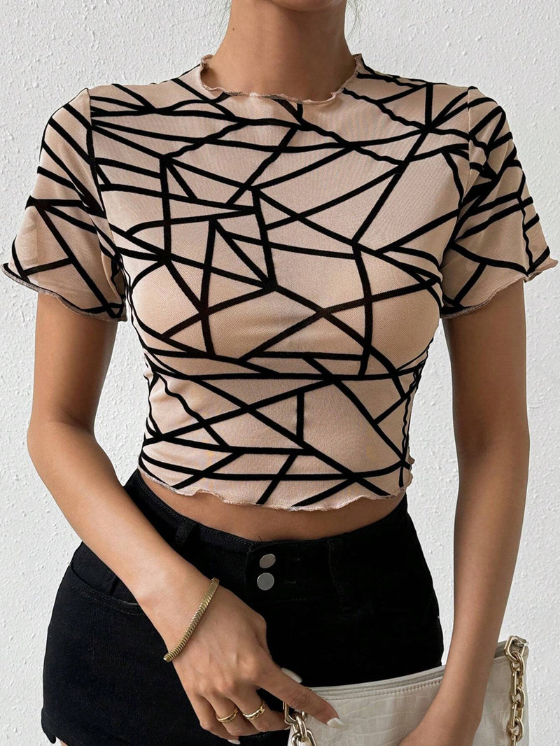 Essnce Top Corto De Mujer Con Estampado Geometrico