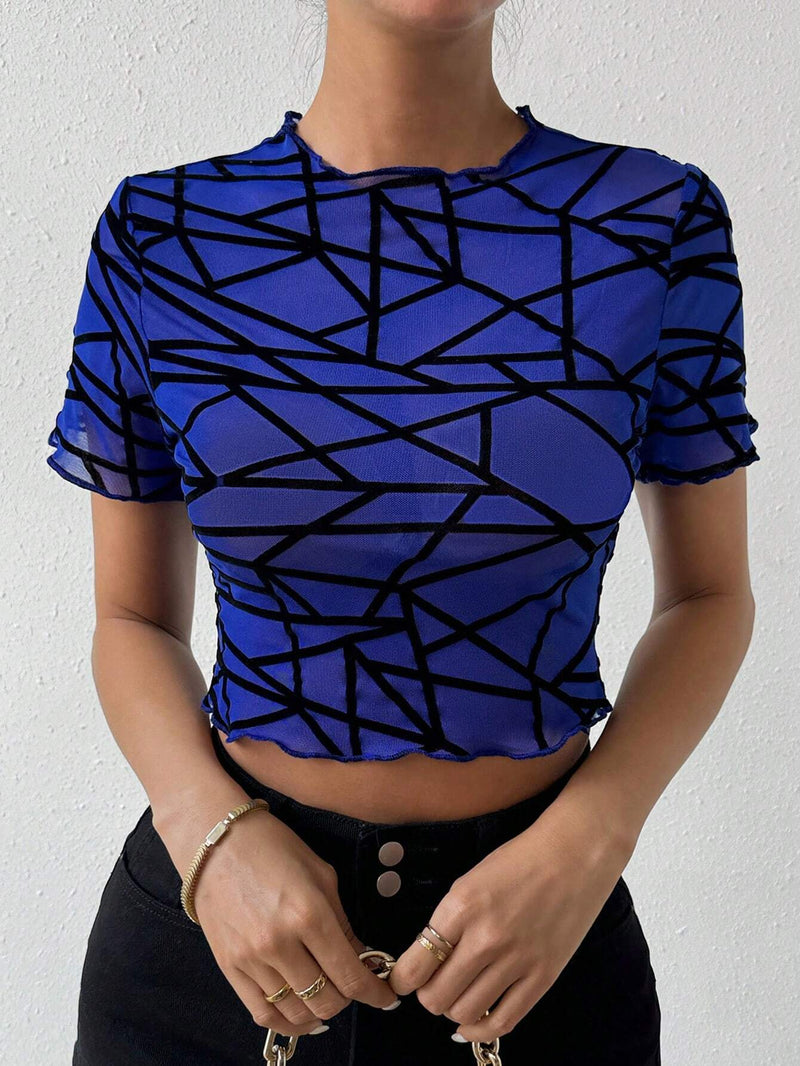 Essnce Crop Top Con Estampado Geometrico Para Mujeres