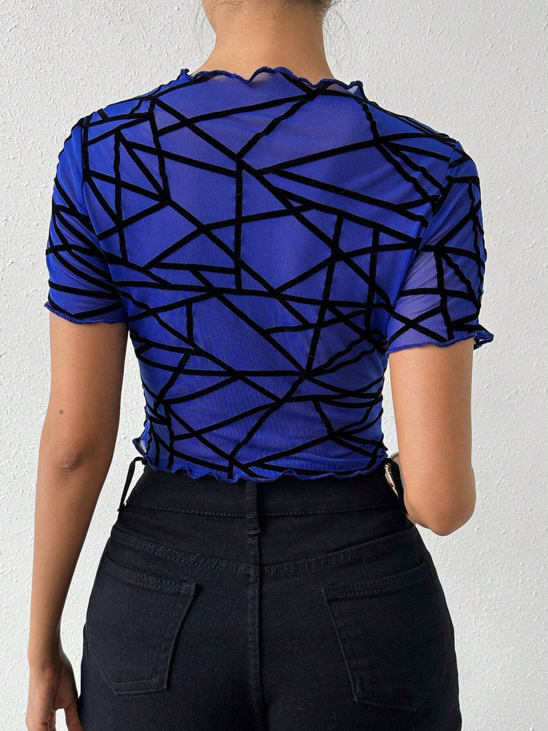 Essnce Crop Top Con Estampado Geometrico Para Mujeres