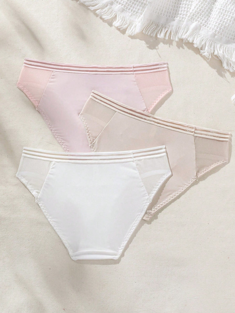 Panties Triangulares De Malla Con Parches Para Mujer