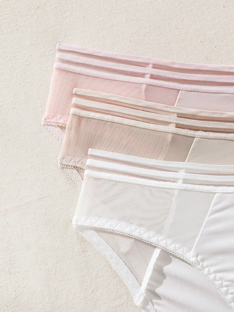 Panties Triangulares De Malla Con Parches Para Mujer