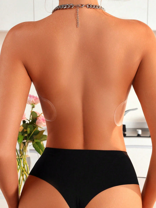 2 Piezas Sujetador De Color Liso Con Aro De Acero Y Braguitas Con Espalda En T