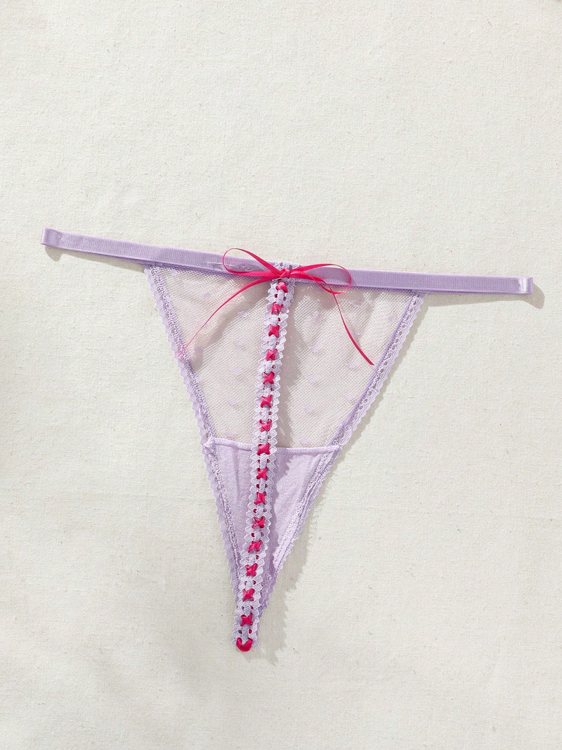 Tanga transparente de lunares para mujer