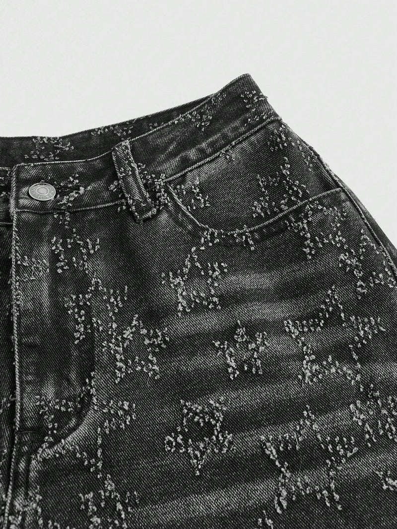 ROMWE Avant Jeans De Mezclilla De Pernera Ancha Y Talle Alto Para Mujer Con Adorno De Estrella De Diamantes De Imitacion