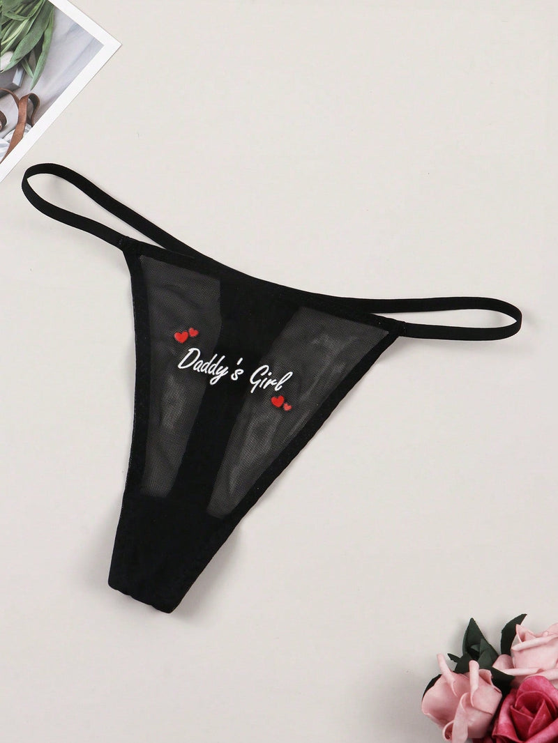 Ropa interior de tanga sexy y transpirable para mujeres con letras en ingles