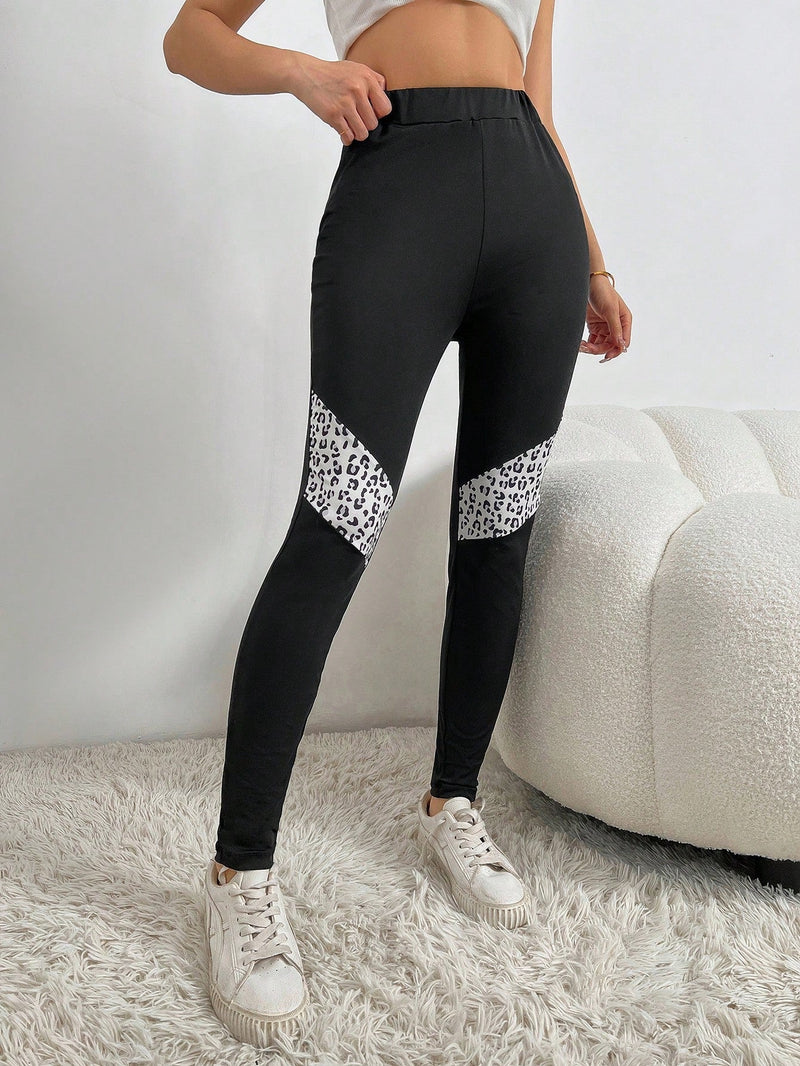 Pantalones Largos Con Estampado De Leopardo Para Mujer