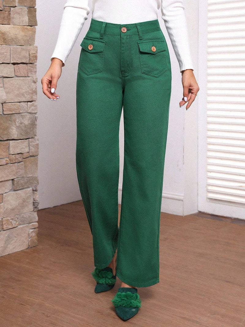 LUNE Pantalones Jeans De Un Solo Color Con Bolsillos Reversibles