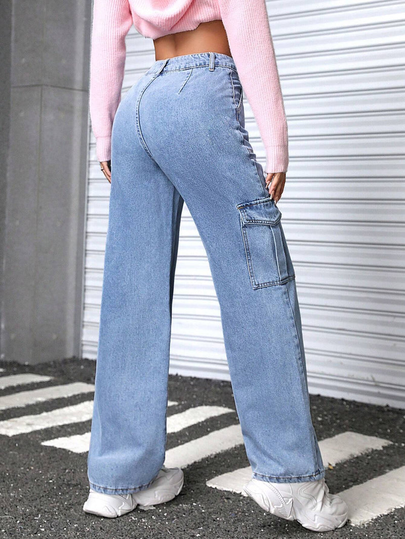 PETITE Jeans De Carga De Color Solido