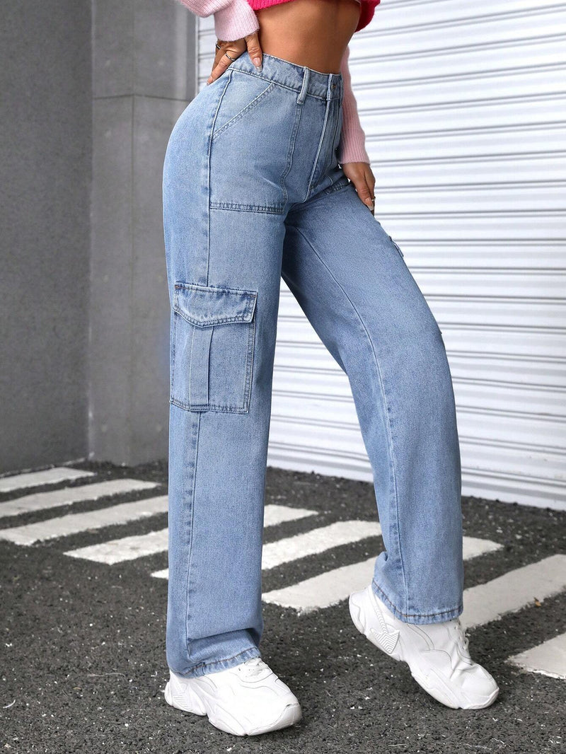 PETITE Jeans De Carga De Color Solido