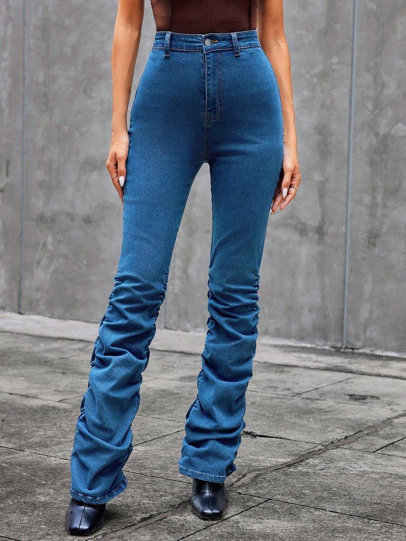 Essnce Pantalones Jeans De Mujer Con Dobladillo Doblado