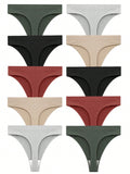 10 piezas de ropa interior de mujer sexy con 5 colores, ropa interior comoda de cintura baja de color solido con tanga en forma de g suave y transpirable para mujer, lenceria femenina de tentacion intima