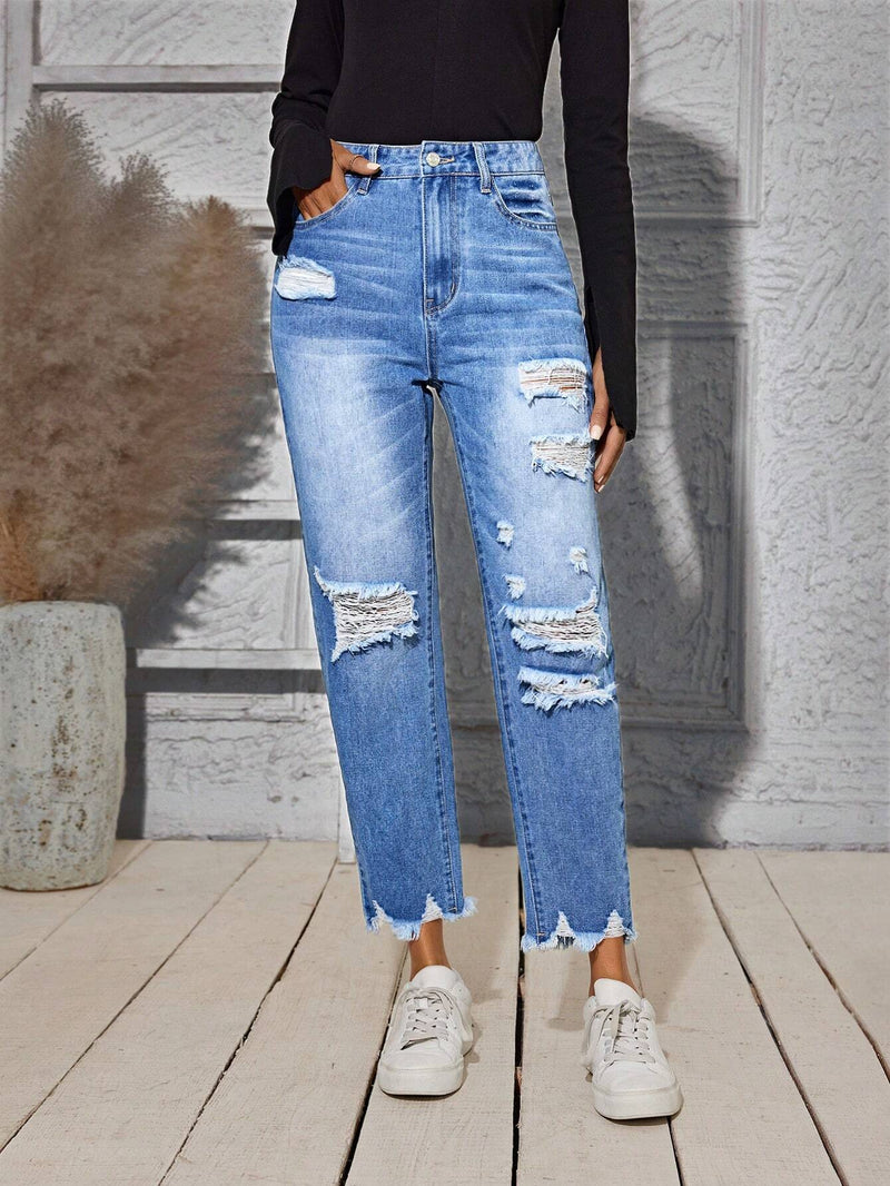 LUNE Jeans Con Pierna Recta Y Aspecto Envejecido