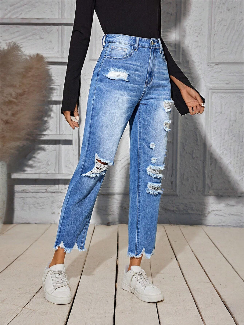 LUNE Jeans Con Pierna Recta Y Aspecto Envejecido