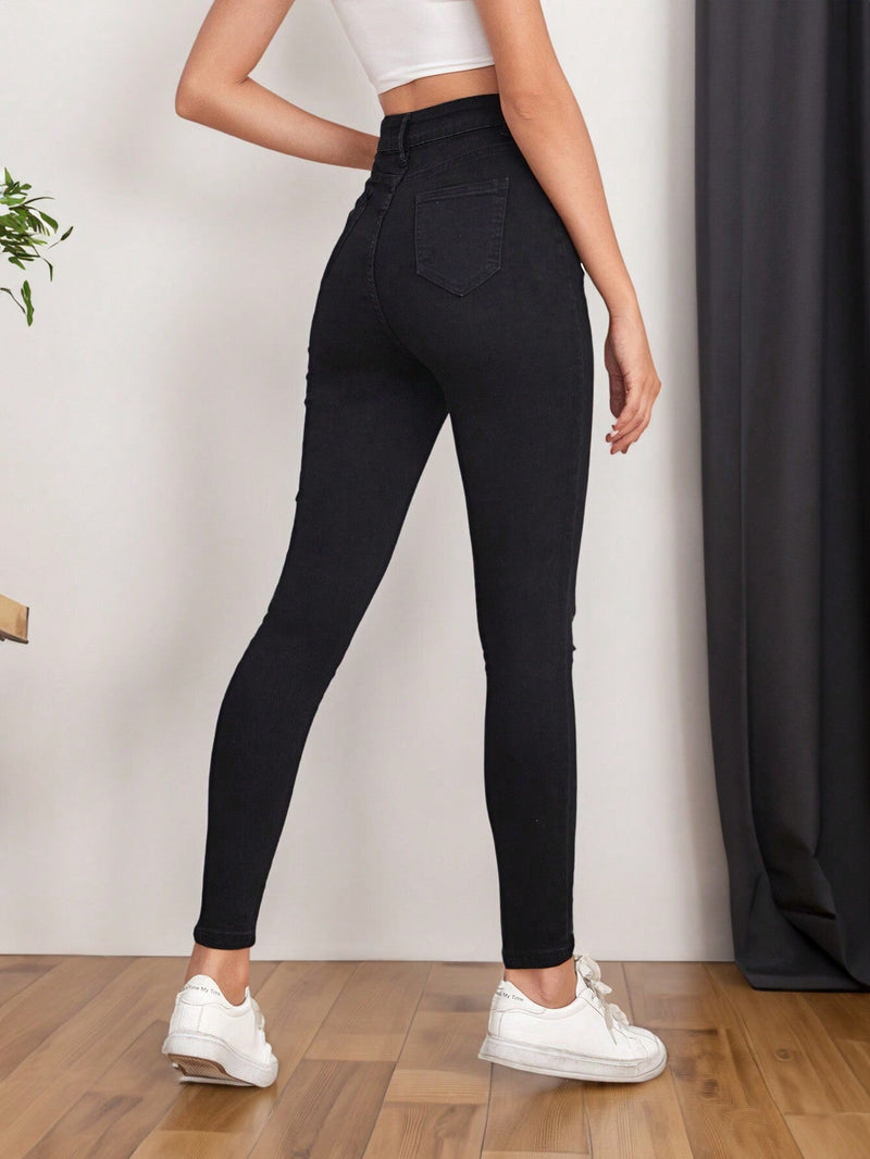 LUNE Pantalones Vaqueros Ajustados De Color Liso Para Mujer