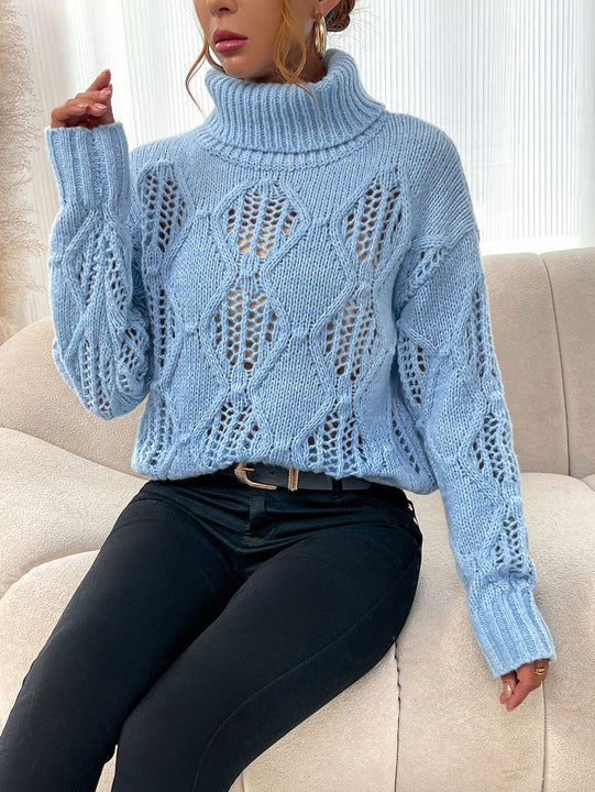 LUNE Sueter De Cuello De Tortuga, Manga De Hombro Caido Y Diseno De Sueter De Jersey