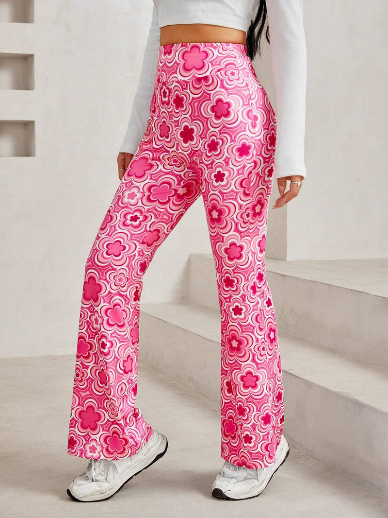 PETITE Pantalones Acampanados Florales Con Estampado Completo Para Mujer