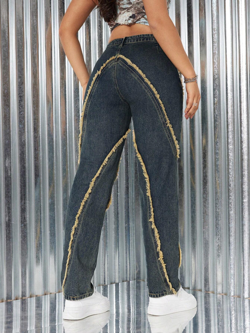 ICON Jeans De Mezclilla Para Mujer Con Borde Desgastado