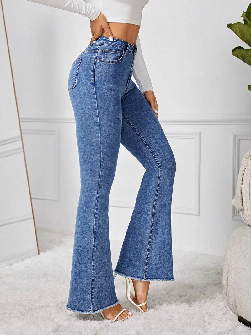 Tall Pantalones Vaqueros Acampanados Con Dobladillo Con Flecos