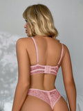 Conjunto de sosten y panty sexy de encaje de moda