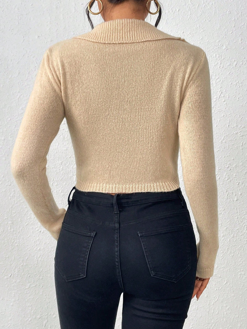 Essnce Sweater Con Cuello En V Y Bajo Dividido