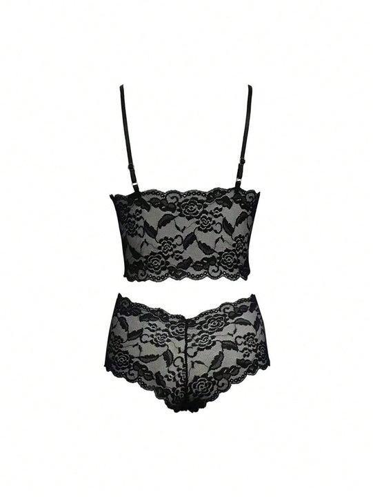 Conjunto De Lenceria Sexy Con Camisola De Encaje Para Mujer