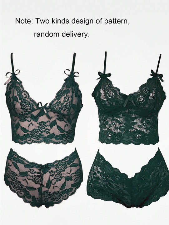 Conjunto De Lenceria Sexy Con Camisola De Encaje Para Mujer