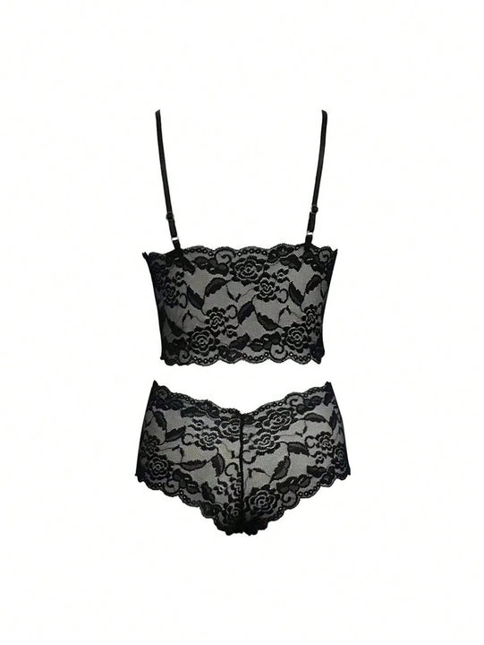 Conjunto De Lenceria Sexy Con Camisola De Encaje Para Mujer