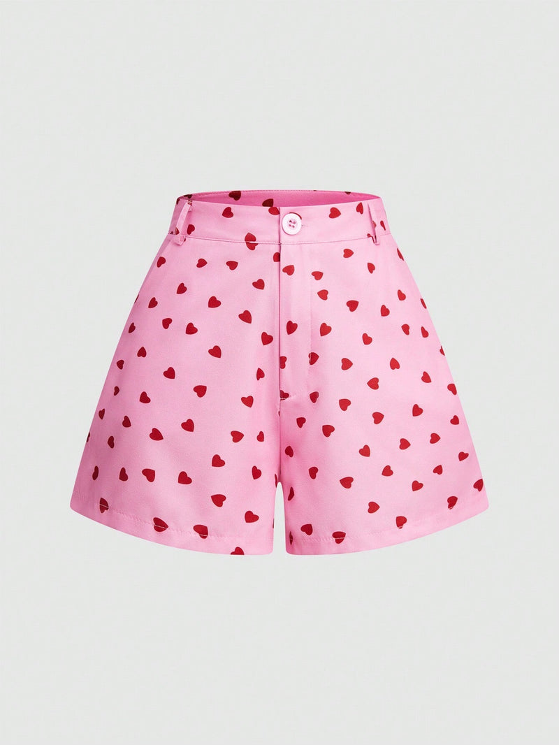 Qutie Shorts Estampados Con Estampado De Corazones