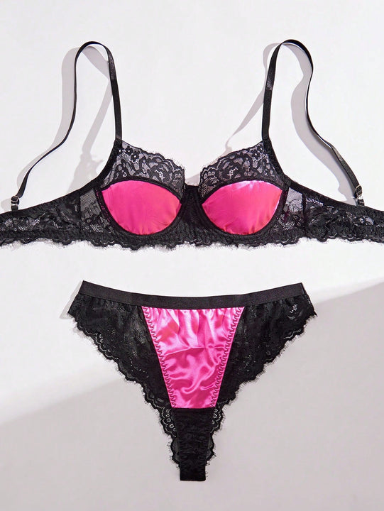 Conjunto De Lenceria Para Mujer Con Encaje De Parches (edicion Del Dia De San Valentin)