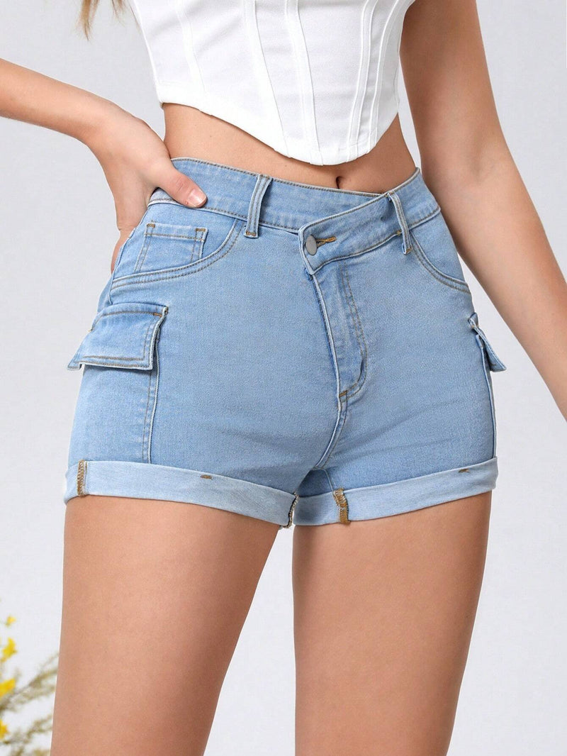 MOD Shorts Vaqueros Cargo De Corte Slim Para Mujer