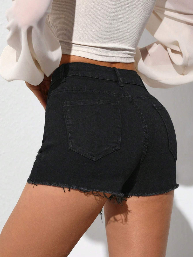 Tall Shorts Vaqueros Desgastados Para Mujer