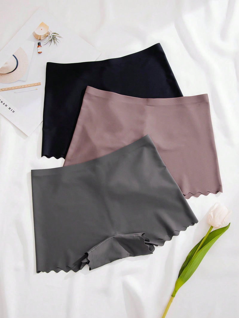 3 Piezas De Calzones Tipo Boyshort Para Ninas Con Diseno De Concha En Color Puro